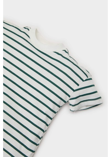 Erkek Bebek Bisiklet Yaka Çizgili Kısa Kollu Tişört E6740A525SM