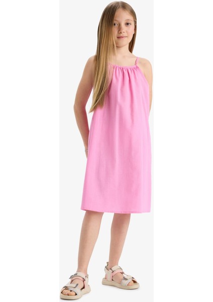 Kız Çocuk A Kesim Pamuklu Kolsuz Yazlık Elbise E5808A825HS