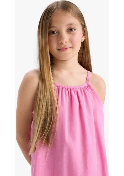 Kız Çocuk A Kesim Pamuklu Kolsuz Yazlık Elbise E5808A825HS