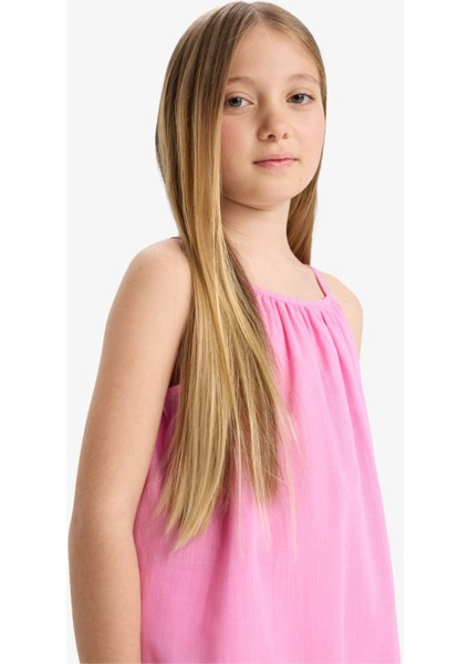 Kız Çocuk A Kesim Pamuklu Kolsuz Yazlık Elbise E5808A825HS