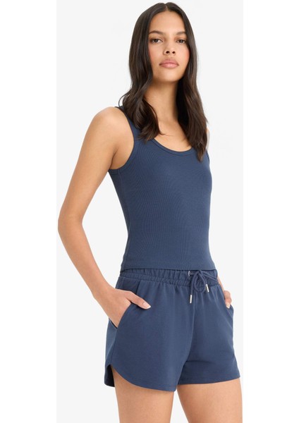 Relax Fit Beli Bağcıklı Kısa Şort E5853AX25SM