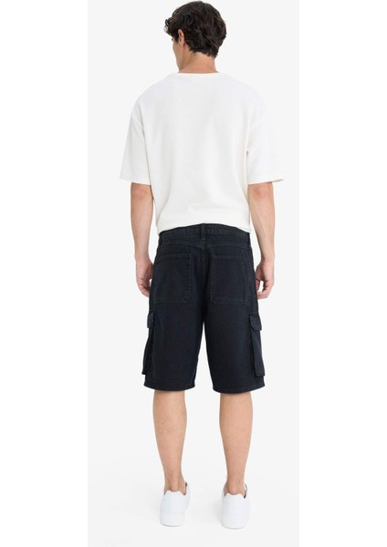 %100 Pamuk Kargo Fit Jean Bermuda Şort E1380AX25SM