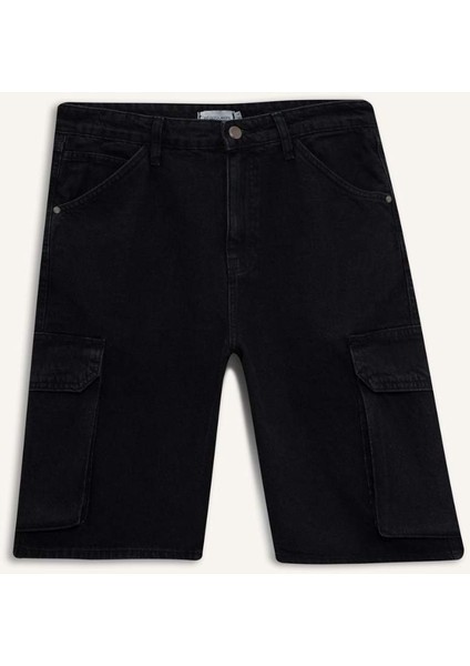 %100 Pamuk Kargo Fit Jean Bermuda Şort E1380AX25SM