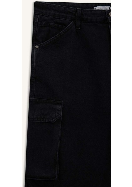 %100 Pamuk Kargo Fit Jean Bermuda Şort E1380AX25SM