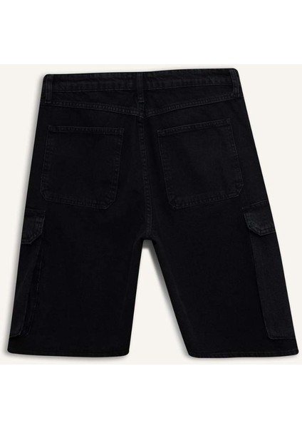%100 Pamuk Kargo Fit Jean Bermuda Şort E1380AX25SM