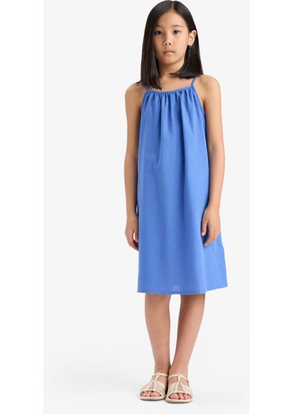 Kız Çocuk A Kesim Pamuklu Kolsuz Yazlık Elbise