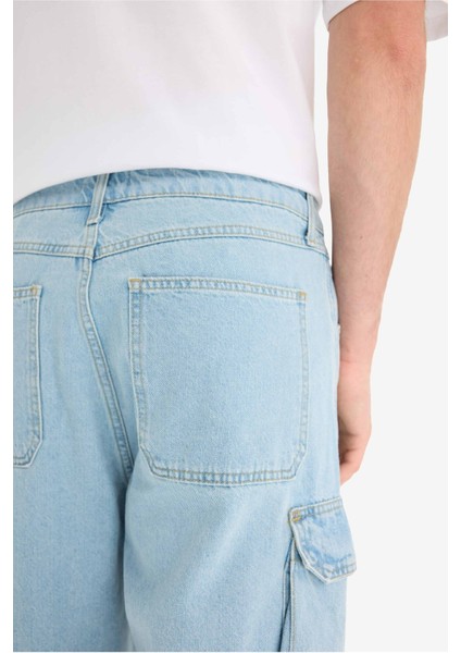%100 Pamuk Kargo Fit Jean Bermuda Şort