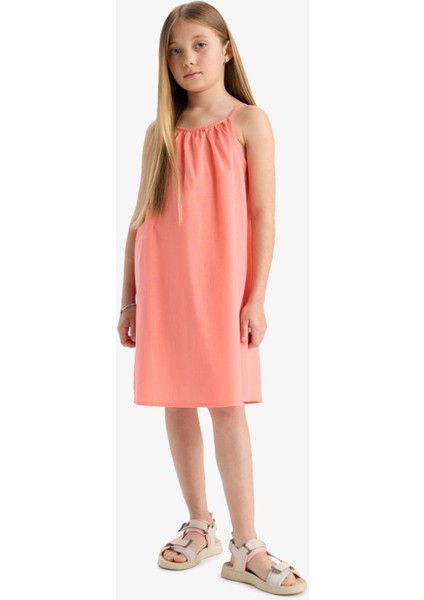 Kız Çocuk A Kesim Pamuklu Askılı Yazlık Elbise E5808A825HS