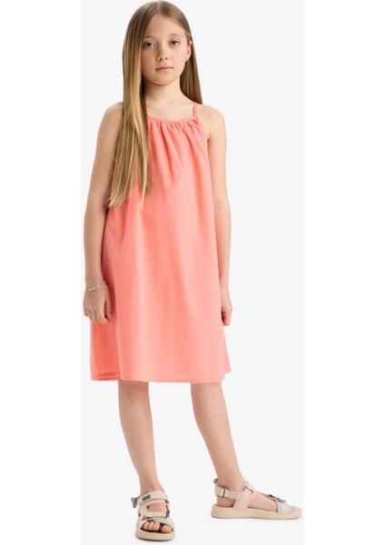 Kız Çocuk A Kesim Pamuklu Askılı Yazlık Elbise E5808A825HS