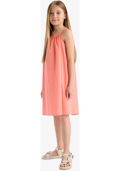 Kız Çocuk A Kesim Pamuklu Askılı Yazlık Elbise E5808A825HS