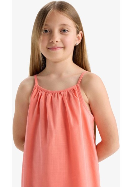 Kız Çocuk A Kesim Pamuklu Askılı Yazlık Elbise E5808A825HS