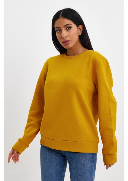 Kadın Bisiklet Yaka Rahat Kalıp 3 Iplik Içi Polarlı Kalın Sweatshirt SPR24SWK36 modelleri