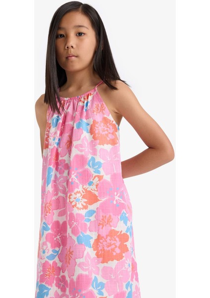 Kız Çocuk Desenli Viskon Askılı Yazlık Elbise E7367A825SM