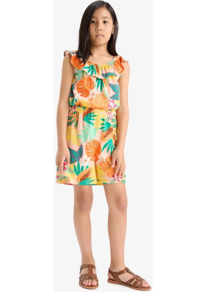 Kız Çocuk Desenli Askılı Tulum E5803A825SM