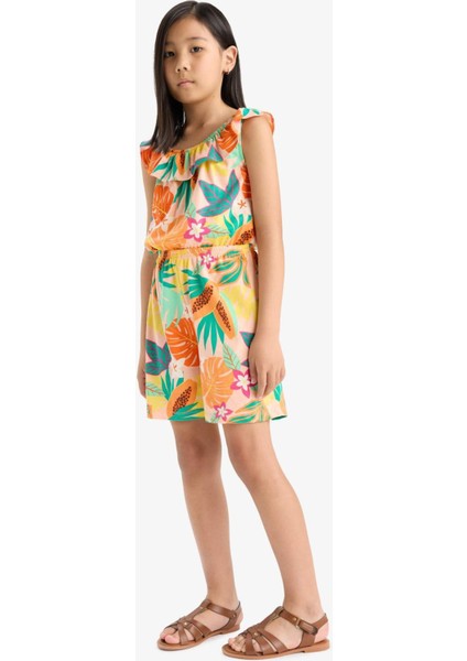 Kız Çocuk Desenli Askılı Tulum E5803A825SM