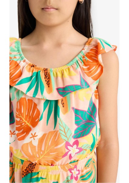 Kız Çocuk Desenli Askılı Tulum E5803A825SM