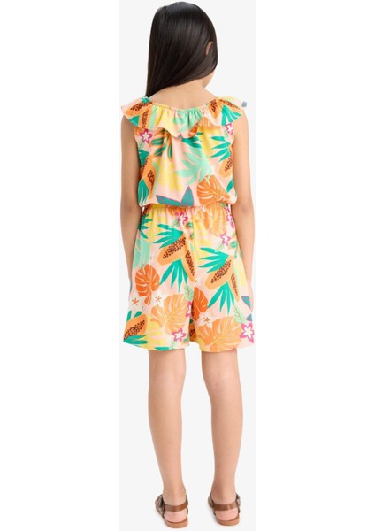 Kız Çocuk Desenli Askılı Tulum E5803A825SM