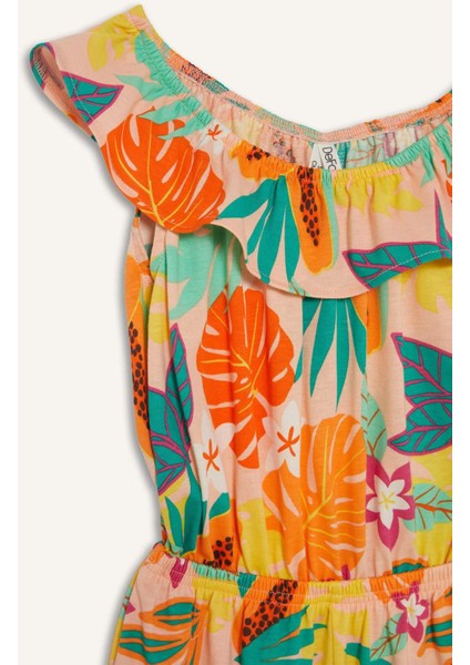 Kız Çocuk Desenli Askılı Tulum E5803A825SM