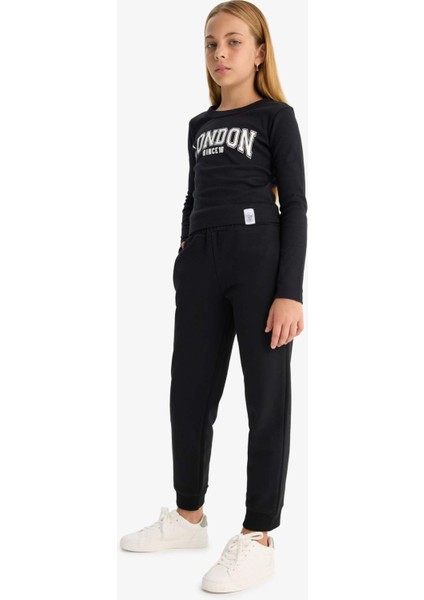 Kız Çocuk Standart Fit Basic Düz Beli Lastikli Okul Jogger Eşofman Altı Y1226A625AU