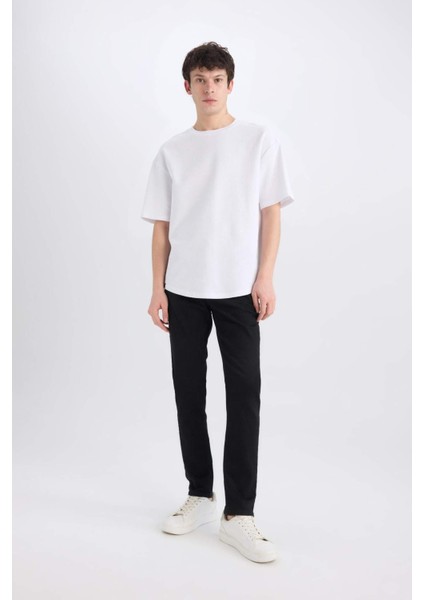 Carlo Skinny Fit Ekstra Dar Kalıp Normal Bel Ekstra Dar Paça Siyah Jean Pantolon E7445AX25SP