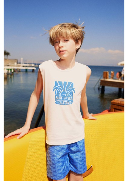 Erkek Çocuk 2'li Takım Baskılı Atlet Deniz Şortu E7587A825HS