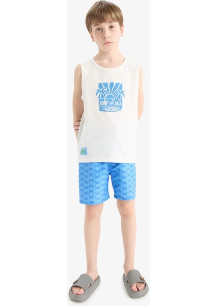 Erkek Çocuk 2'li Takım Baskılı Atlet Deniz Şortu E7587A825HS