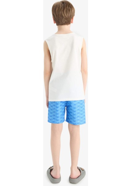 Erkek Çocuk 2'li Takım Baskılı Atlet Deniz Şortu E7587A825HS