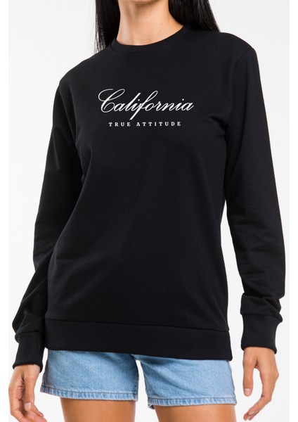 Kadın Bisiklet Yaka Regular Kalıp Ince Californıa Baskılı Sweatshırt SPR24SWK125 fiyatları