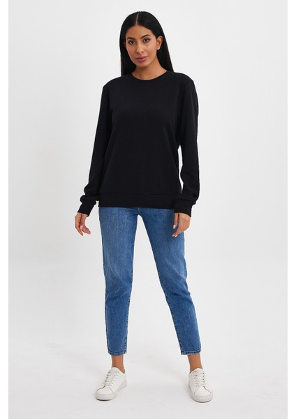 Kadın Bisiklet Yaka Rahat Kalıp 3 Iplik Kalın Sweatshirt SPR24SWK-36