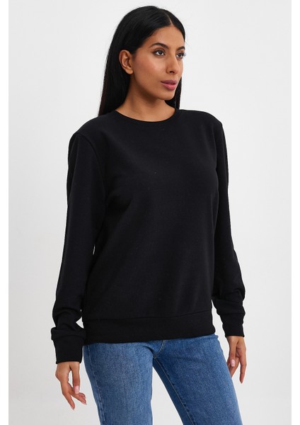 Kadın Bisiklet Yaka Rahat Kalıp 3 Iplik Kalın Sweatshirt SPR24SWK-36 fırsatları
