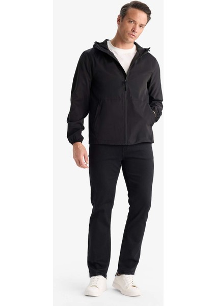 Su İtici Slim Fit Dar Kesim File Astarlı Kapüşonlu Fermuarlı Mevsimlik Baharlık Yağmurluk Mont C5821AX25AU