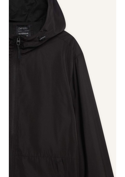 Su İtici Slim Fit Dar Kesim File Astarlı Kapüşonlu Fermuarlı Mevsimlik Baharlık Yağmurluk Mont C5821AX25AU