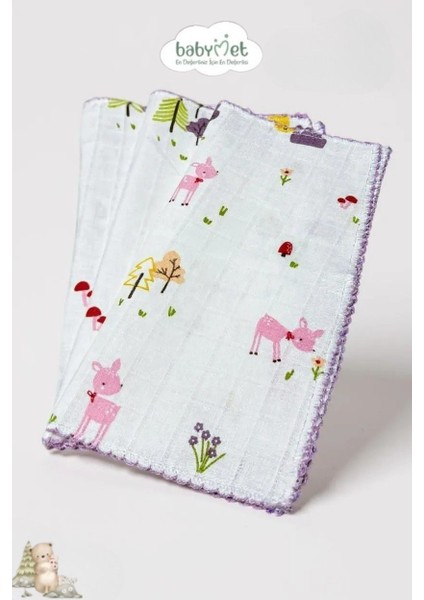 %100 Pamuk Müslin Bebek Ağız Mendili 6’lı 25x25 cm Ceylan Desenli – Yumuşak&Nefes Alabilir fiyatları