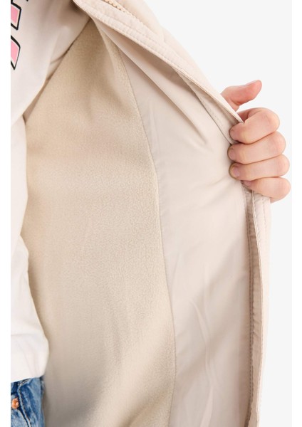 Kız Çocuk Su Geçirmez Polar Astarlı Fermuarlı Şişme Mont