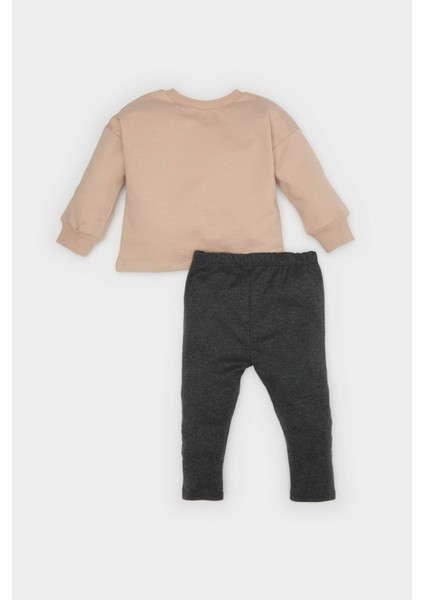 Erkek Bebek 2'li Takım Baskılı Sweatshirt Beli Lastikli Alt D2937A525SP