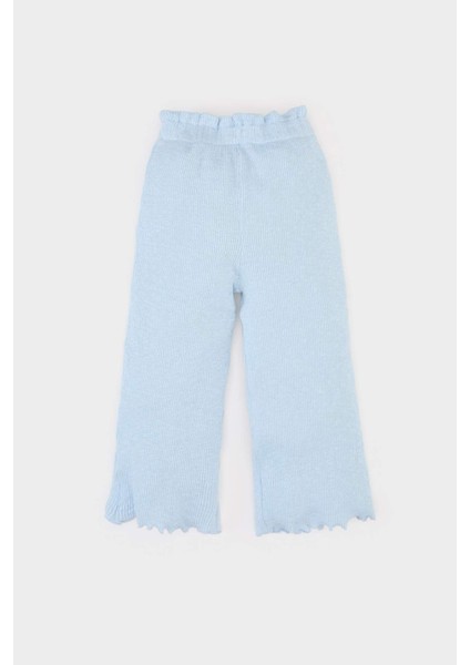 Kız Bebek 2'li Takım Çiçekli Müslin Uzun Kollu Bluz Beli Lastikli Geniş Bol Paça Pantolon E5708A525SP