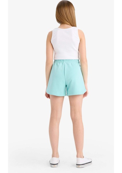 Kız Çocuk Beli Lastikli Baskılı Şort