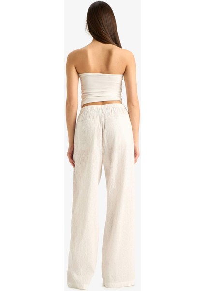 Wide Leg Çift Cepli Beli Lastikli Standart Boy Brode Pantolon E6393AX25SM