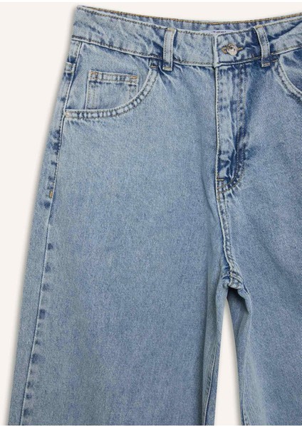 Baggy Fit Yüksek Bel Uzun Jean Yıkamalı Pantolon E3187AX25SP