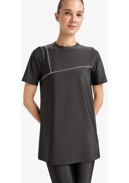 Regular Fit 4'lü Hızlı Kuruyan Burkini Tesettür Basic Düz Mayo Takım E3514AX25HS