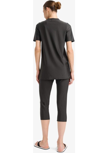 Regular Fit 4'lü Hızlı Kuruyan Burkini Tesettür Basic Düz Mayo Takım E3514AX25HS