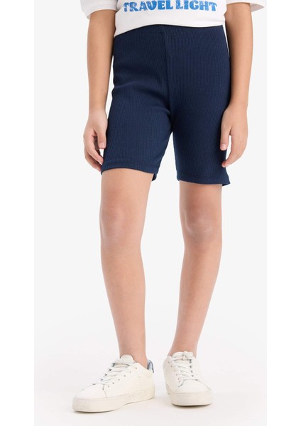 Kız Çocuk Pamuklu 2'li Takım Baskılı Kısa Kollu Tişört Biker Tayt