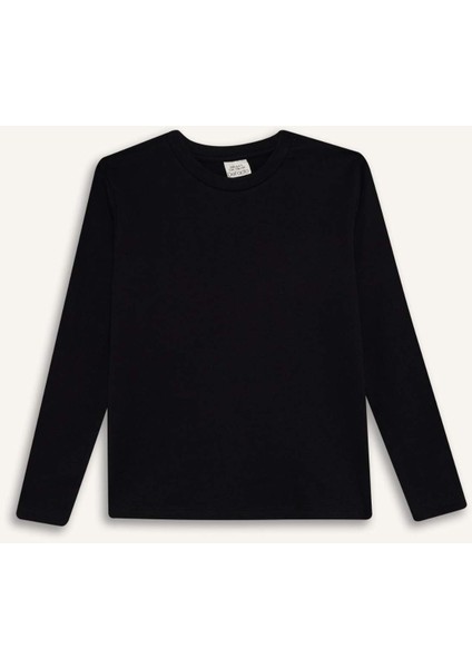 Kız Çocuk Bisiklet Yaka Basic Düz Uzun Kollu Okul Tişörtü U6810A625AU