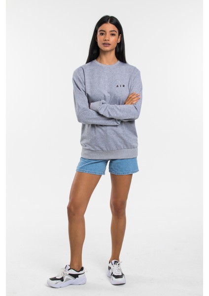 Kadın Bisiklet Yaka Regular Kalıp Ince Ar Baskılı Sweatshırt SPR24SWK124