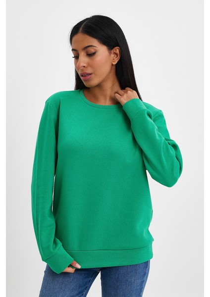 Kadın Bisiklet Yaka Rahat Kalıp 3 Iplik Içi Polarlı Kalın Sweatshirt SPR24SWK36 fiyatları