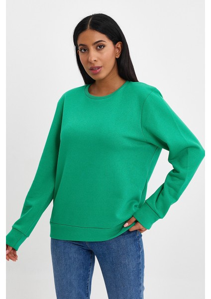 Kadın Bisiklet Yaka Rahat Kalıp 3 Iplik Içi Polarlı Kalın Sweatshirt SPR24SWK36 indirimleri