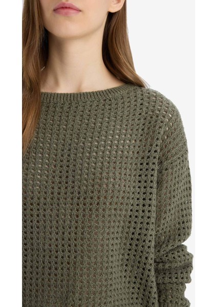 Regular Fit Bisiklet Yaka Kroşe Triko Kazak T4513AZ25SP