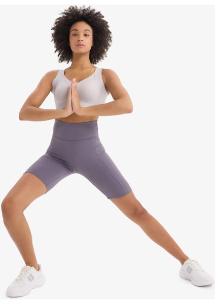 Fit Toparlayıcı Yüksek Bel Biker Sporcu Tayt E6323AX25SM
