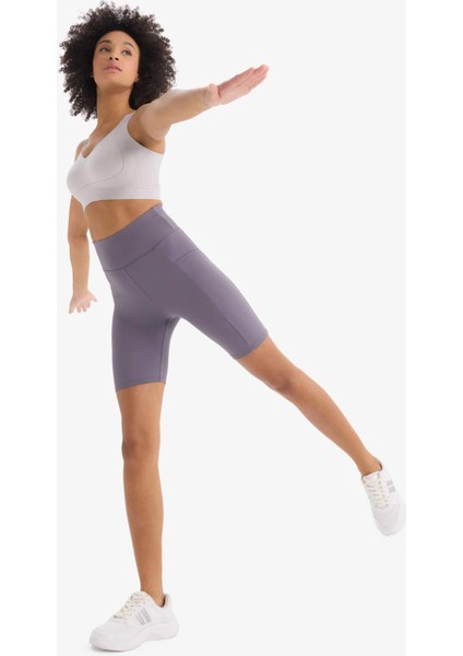 Fit Toparlayıcı Yüksek Bel Biker Sporcu Tayt E6323AX25SM