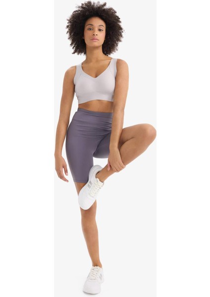 Fit Toparlayıcı Yüksek Bel Biker Sporcu Tayt E6323AX25SM